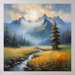 Poster Pintura da Paisagem Serene - Natureza Tranquila