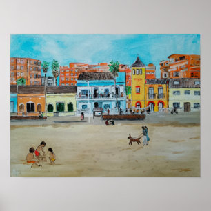 Poster Pintura da Praia de la Malvarrosa por Alfred Fox