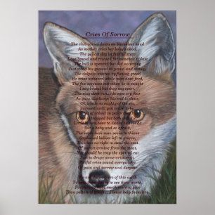 Póster pintura da raposa com poema original dos animais