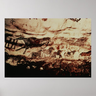 Poster Pintura da rocha de uma vaca do pulo