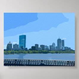 Poster Pintura da Silhueta de Boston Rio Charles