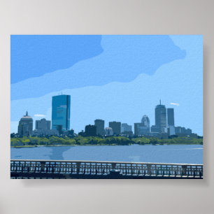Poster Pintura da Silhueta de Boston Rio Charles