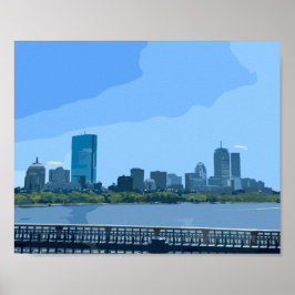 Poster Pintura da Silhueta de Boston Rio Charles