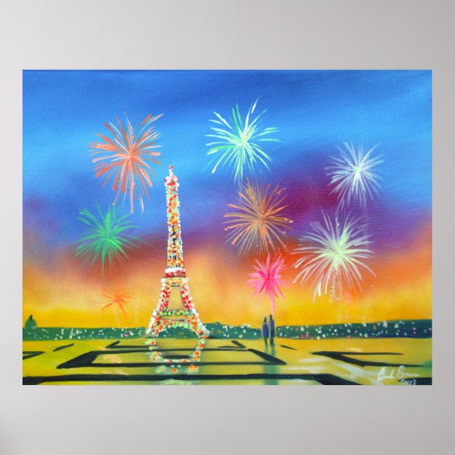 Póster Pintura da Torre Eiffel em Paris (Frente)