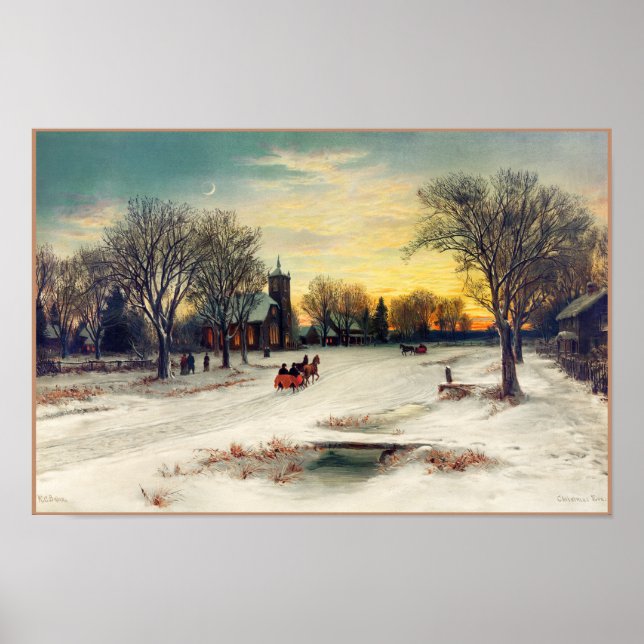 Poster Pintura da Véspera de Natal (1885) por W. C. Bauer (Frente)