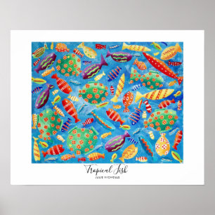Poster Pintura da Vida Marinha Subaquática de Peixes Trop