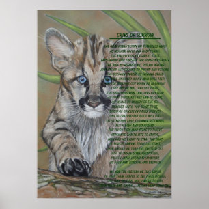 Póster pintura da vida selvagem de gatinho com poema arte