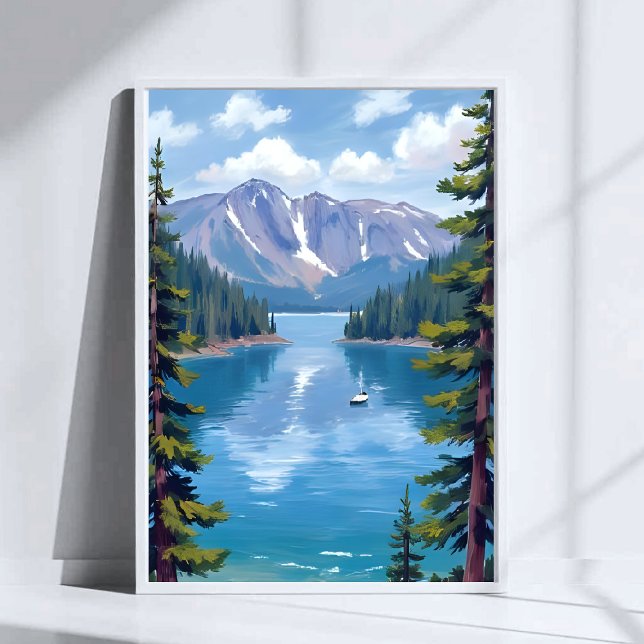 Poster Pintura das Montanhas do Lago Tahoe (Criador carregado)