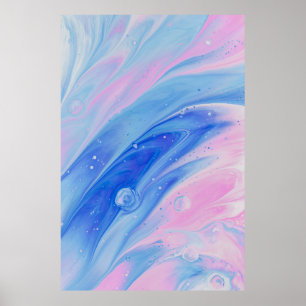 POSTER PINTURA DE ABSTRATO AZUL E PIN