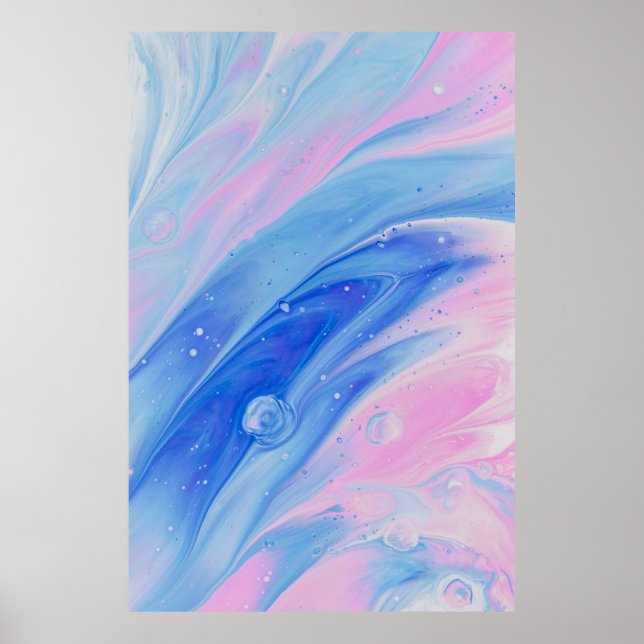 POSTER PINTURA DE ABSTRATO AZUL E PIN (Frente)