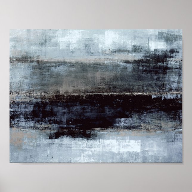 Poster Pintura de Abstrato azul 'exagerada' (Frente)