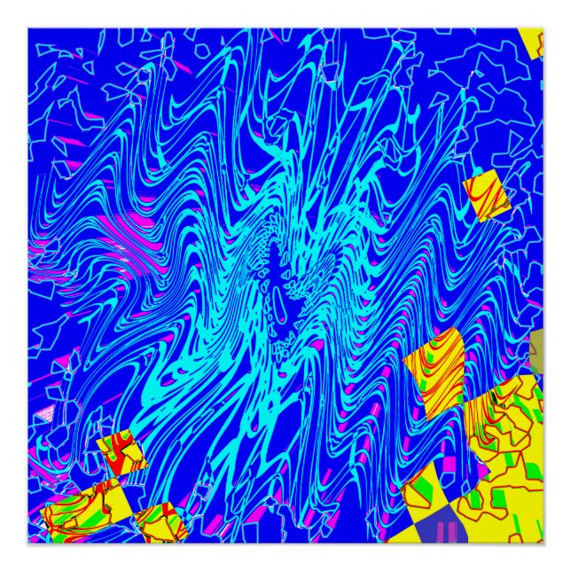 Póster Pintura de Abstrato Azul Moderno (Frente)