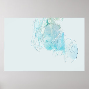Poster Pintura de abstrato branco e azul