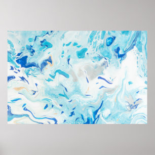 POSTER PINTURA DE ABSTRATO BRANCO E AZUL 3