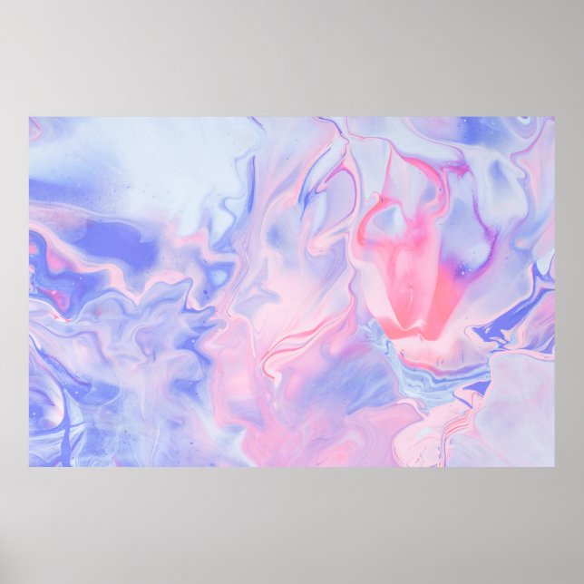 POSTER PINTURA DE ABSTRATO BRANCO E AZUL 5 (Frente)