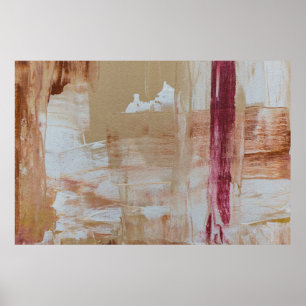 Poster Pintura de abstrato branco e castanho