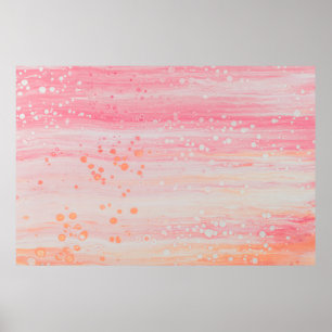 Poster Pintura de abstrato branco e rosa
