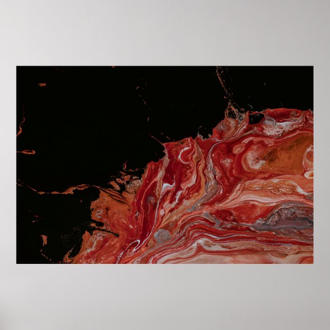 Poster Pintura de abstrato branco e vermelho (Frente)