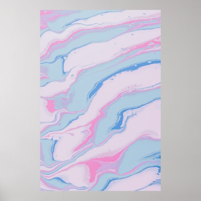 POSTER PINTURA DE ABSTRATO BRANCO VERMELHO E AZUL (Frente)