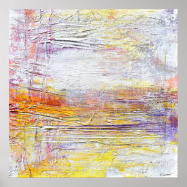 Poster Pintura de Abstrato com Textura Amarela Branca