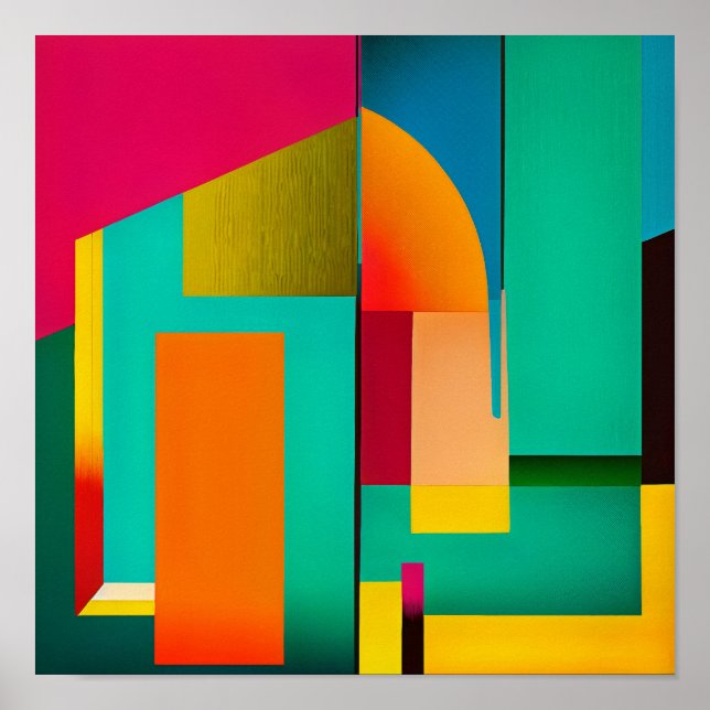 Poster Pintura de Abstrato de bloco de cores (Frente)