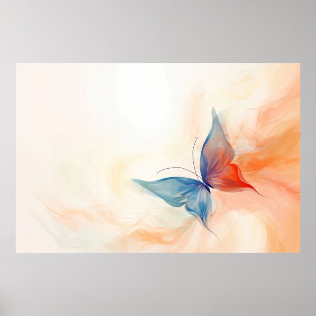 Poster Pintura de abstrato de borboletas (Frente)