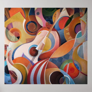 Poster Pintura de Abstrato de Música Feita à Mão