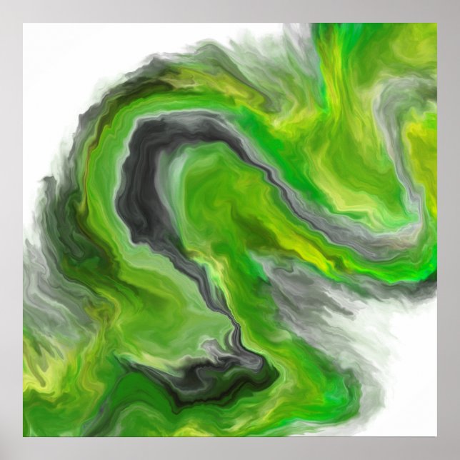 Poster Pintura de Abstrato de onda verde (Frente)