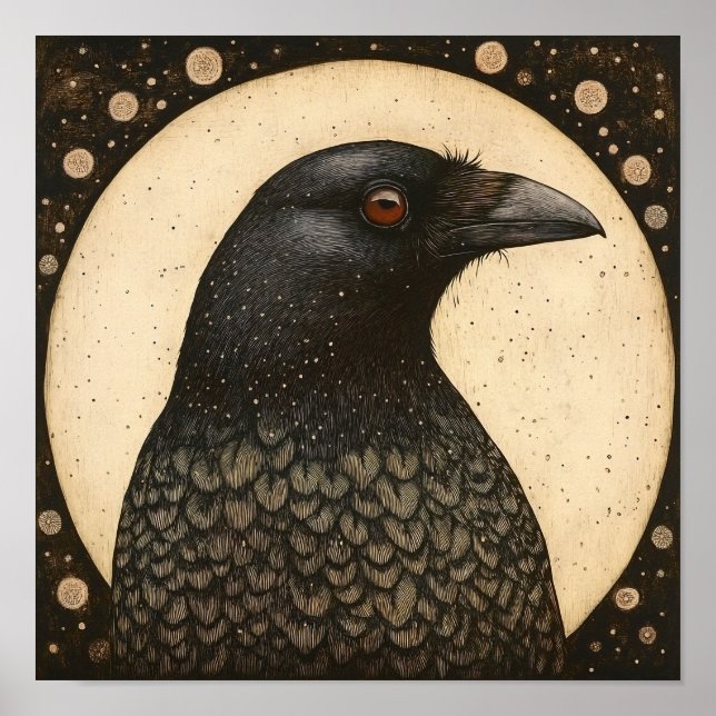 Poster Pintura de Abstrato de Retrato Crow (Frente)