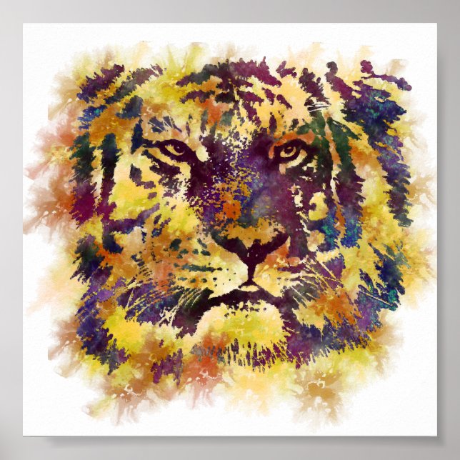 Poster pintura de abstrato Lion (Frente)