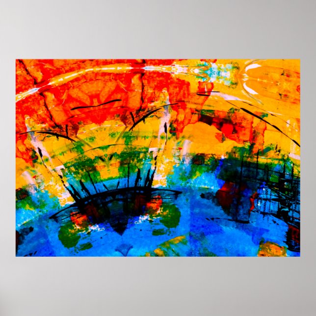 Poster pintura de abstrato na parede de concreto. (Frente)