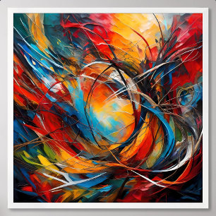 Poster pintura de abstrato perdida na floresta olhando pa