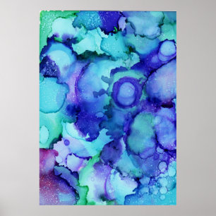 Poster Pintura de abstrato púrpura e branca