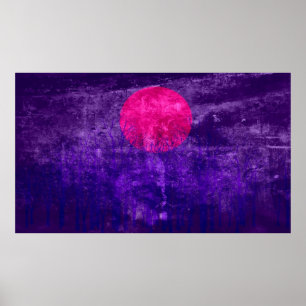 Poster Pintura de Abstrato sunset roxa
