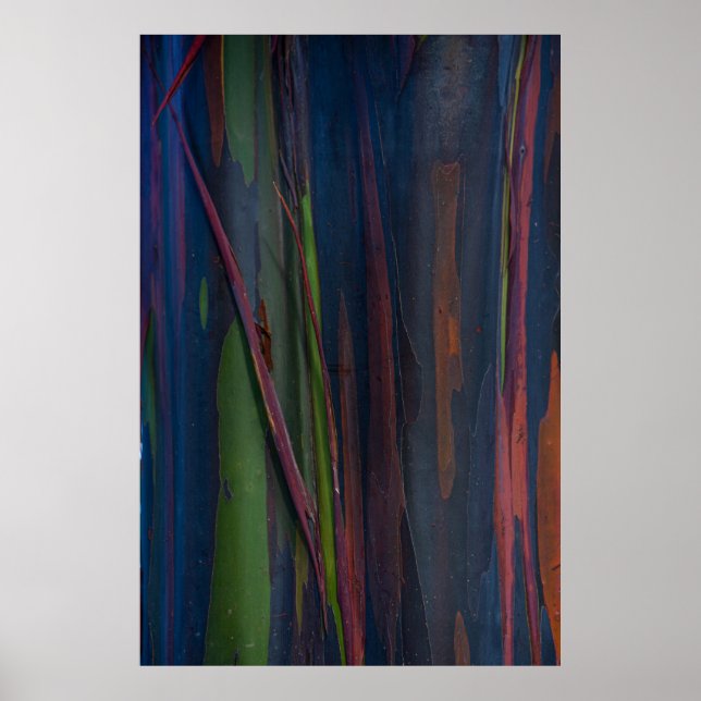 Poster Pintura de abstrato verde azul e castanho (Frente)