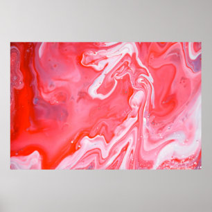 Poster Pintura de abstrato vermelha e cinza