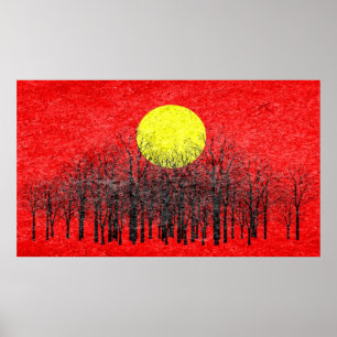 Poster Pintura de Abstrato Vermelho Sunset #3
