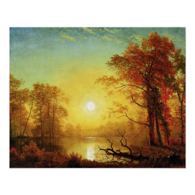 Póster pintura de Albert Bierstadt, Nascer do Sol, (Frente)