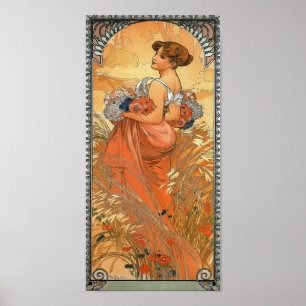 Poster Pintura de Alphonse Mucha - mulher que guardara