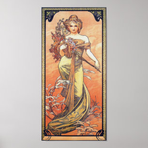Poster Pintura de Alphonse Mucha - mulher que guardara