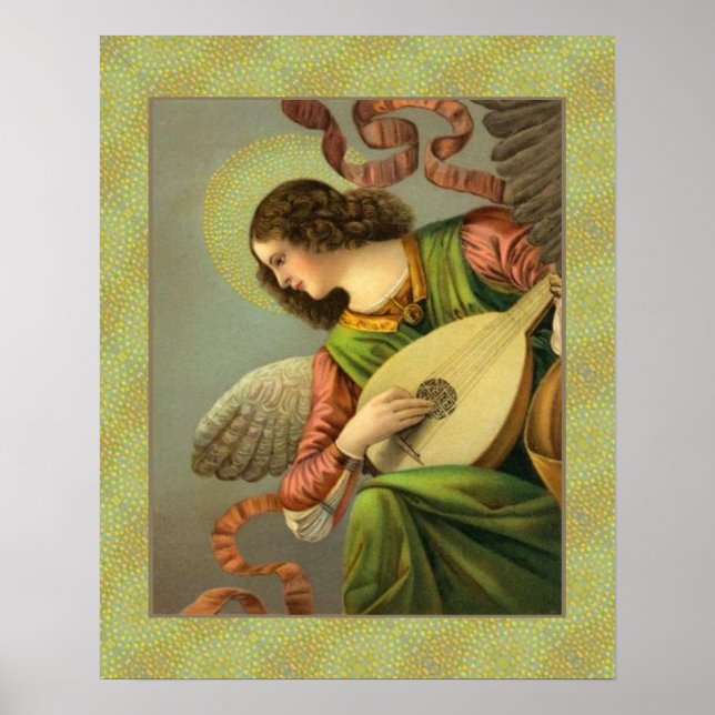 Poster Pintura de Anjo com Bandolim (Frente)