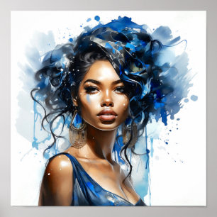 Poster Pintura de Aquarela Afro-Americana