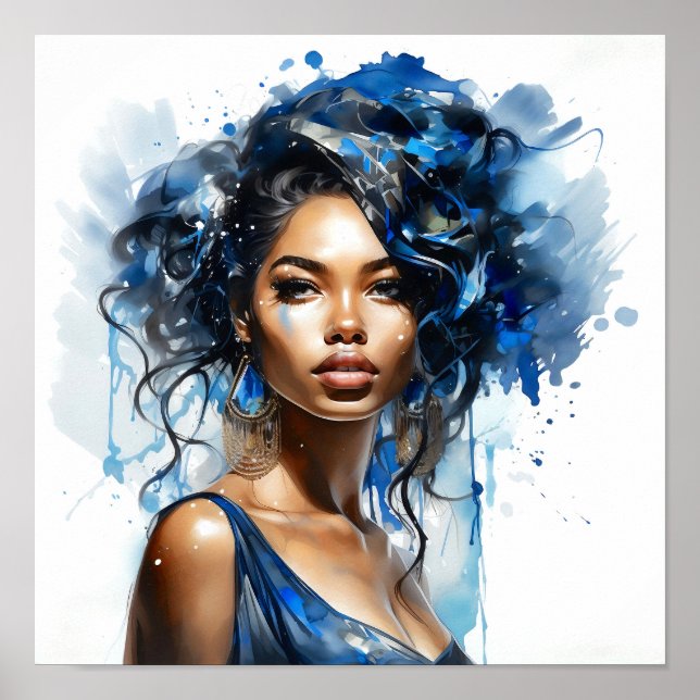 Poster Pintura de Aquarela Afro-Americana (Frente)