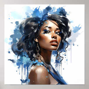 Poster Pintura de Aquarela Afro-Americana