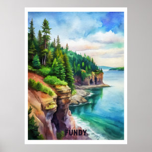 Poster Pintura de Aquarela do Fundy National Park