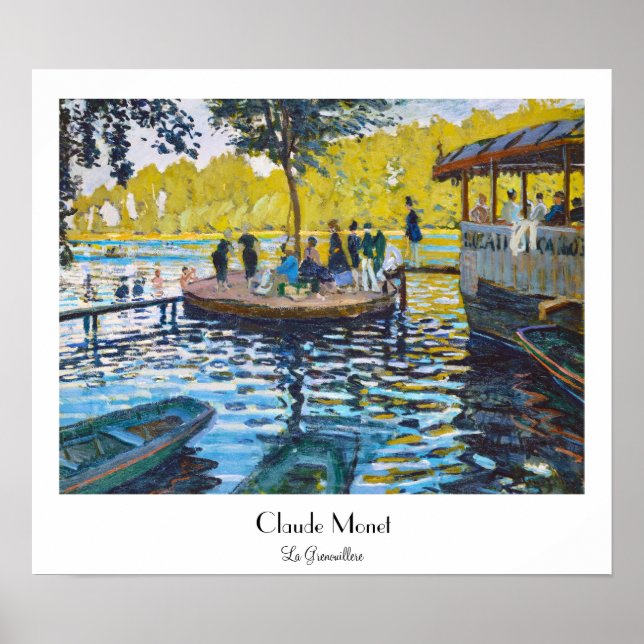 Póster Pintura de arte La Grenouillere Claude Monet (Frente)