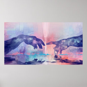 Poster Pintura de arte, mãos pintadas à mão surrealistas
