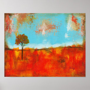 Póster Pintura de Árvore de Paisagem de Abstrato Raptura