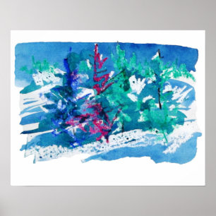 Poster Pintura de Árvores Frescas de Inverno / Artista La