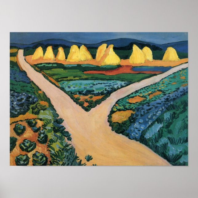 Poster Pintura de August Macke, Campos Vegetais (Frente)